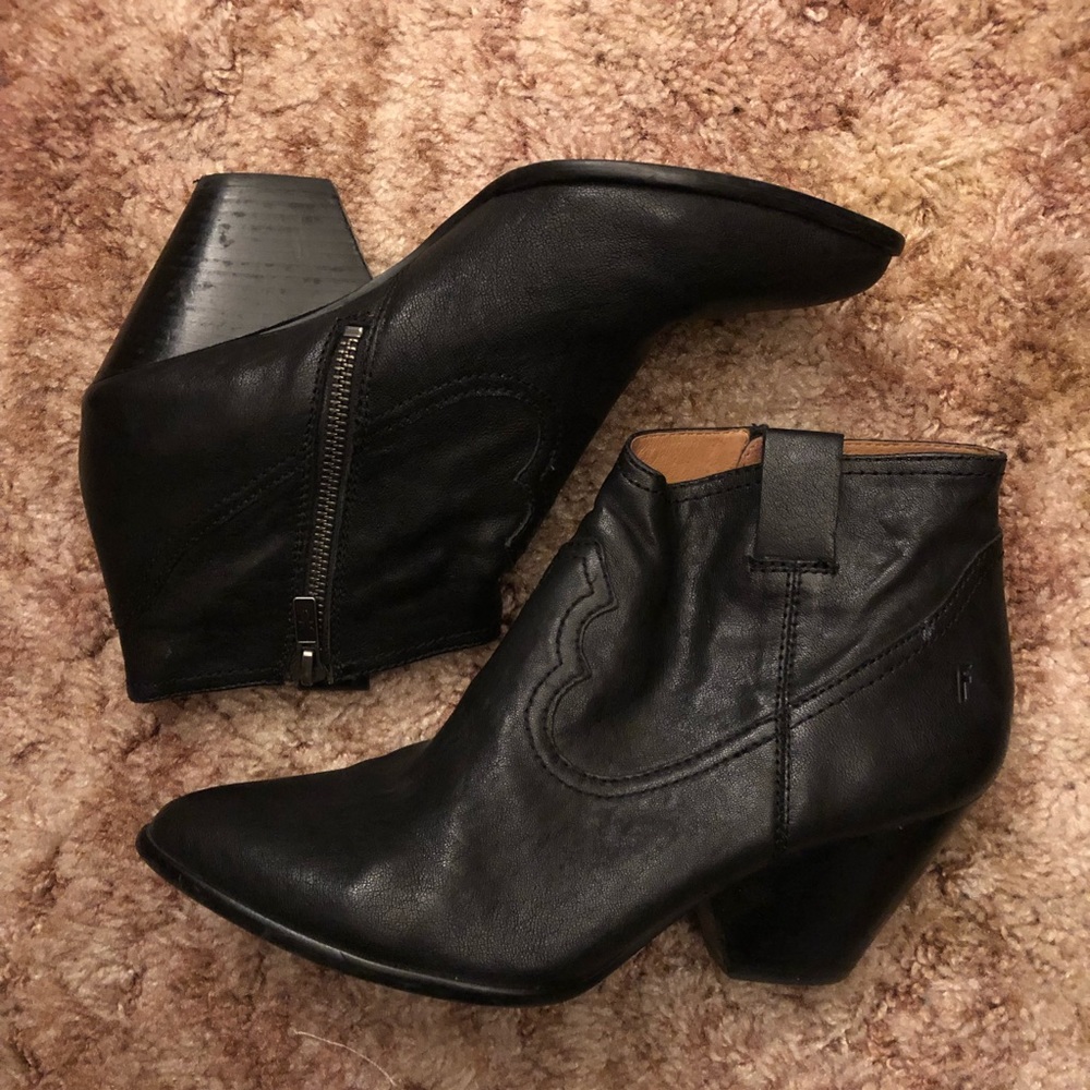 Frye Black Cowboy Booties